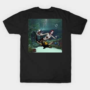 Wonderful mermaid with turtle T-Shirt